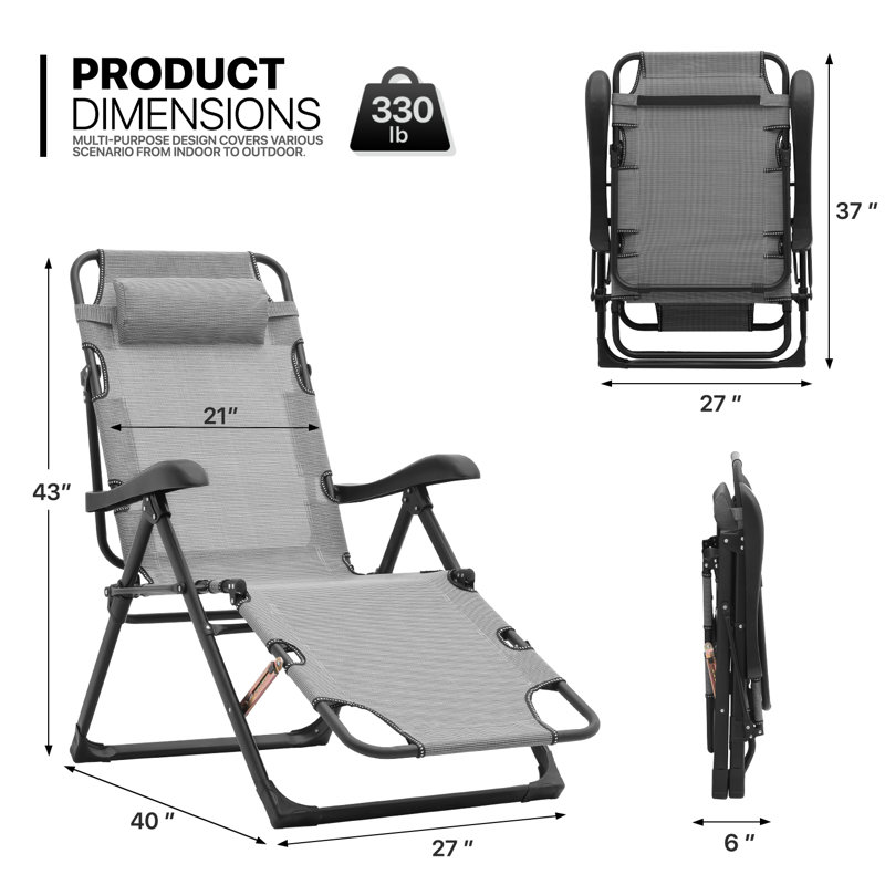 MoNiBloom Outdoor Folding Reclining Lounge Chair Bench Chairs with